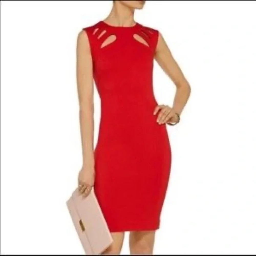 Diane Von Furstenberg Red Sitra cut out Sheath Midi Dress